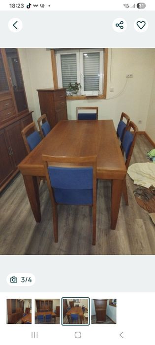 Mesa em cerejeira com 6 cadeiras