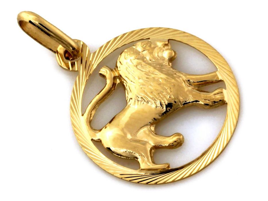 Złota zawieszka znak zodiaku Lew pr585