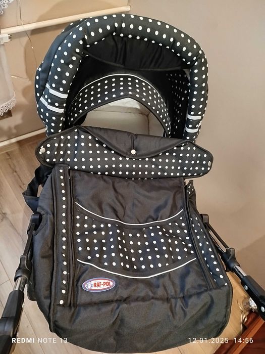 Sprzedam wózek RAF-POL 2w1 BIAŁE KROPKI spacerówka