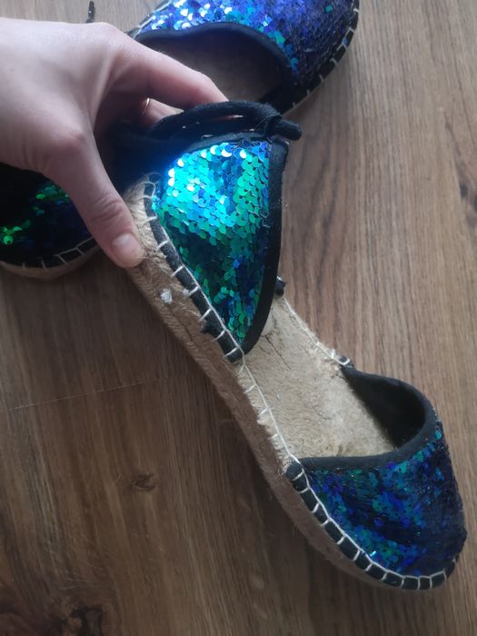 Turkusowe cekinowe espadryle Even&Odd r. 41