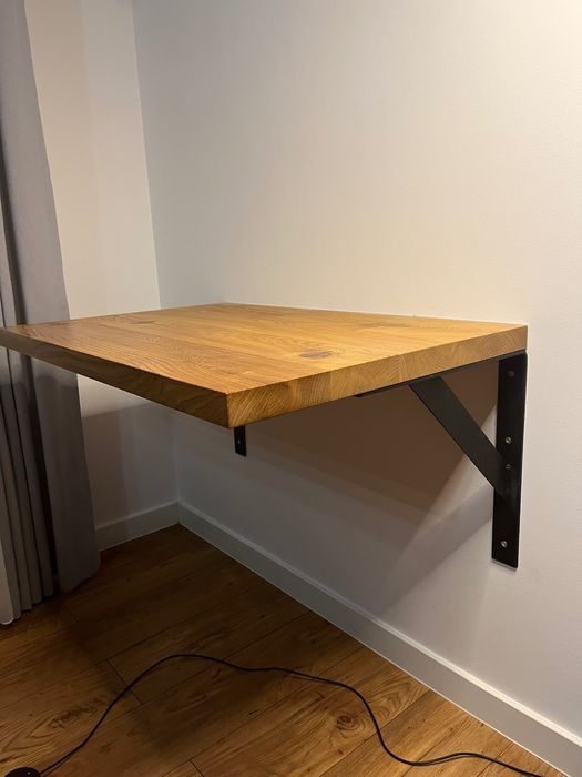 Biurko blat dębowy lity 60x90 cm ze wspornikami