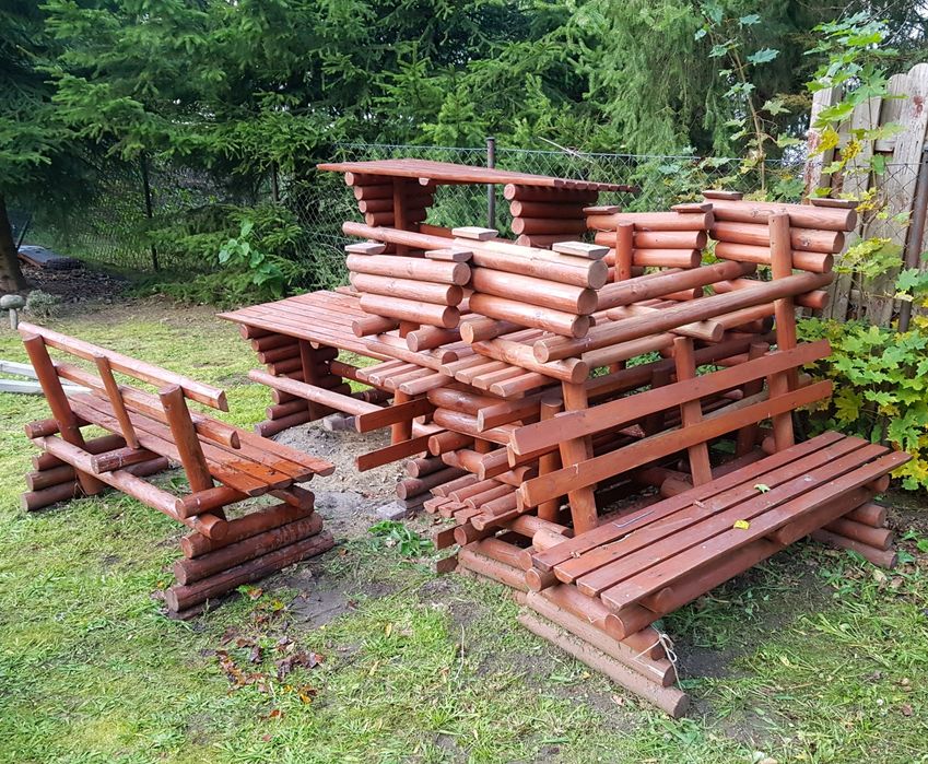 Meble Ogrodowe drewniane Stoły Ławki dwa  x zaimpregnowane
