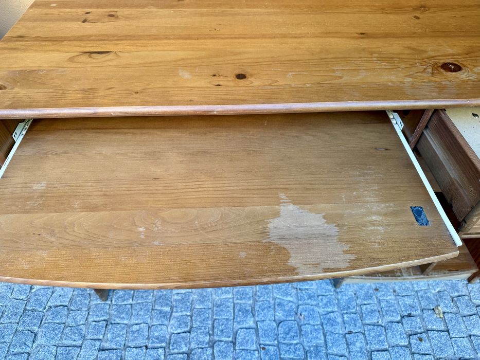 Mesa secretaria pinho p/ computador e gavetas