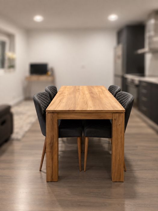 Mesa de jantar melamina e carvalho selvagem