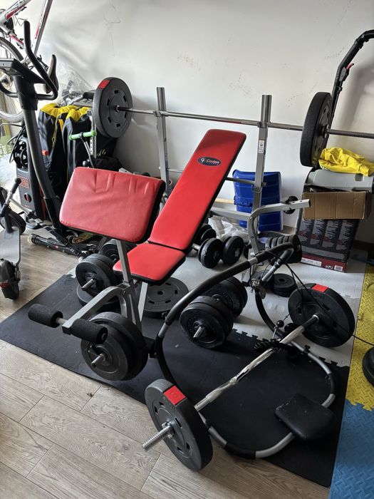 Domowa siłownia ławeczka sztanga drążek