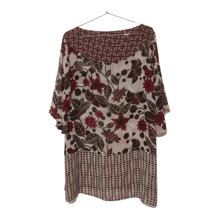 Tunika sukienka mgiełka w kwiatowy wzór cienka - L 40