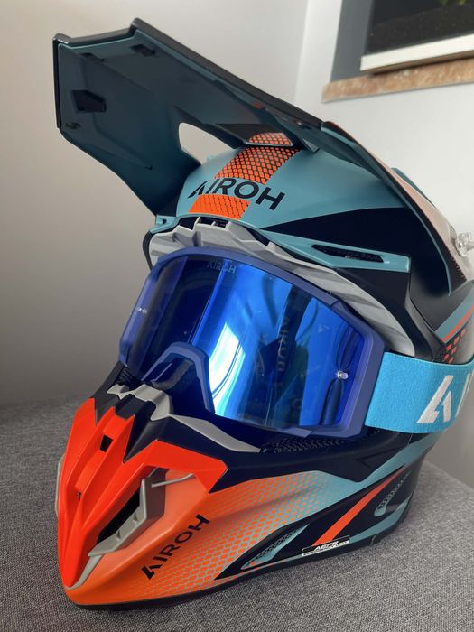 Kask Airoh Twist 3 Shard orange matt z goglami jak nowy