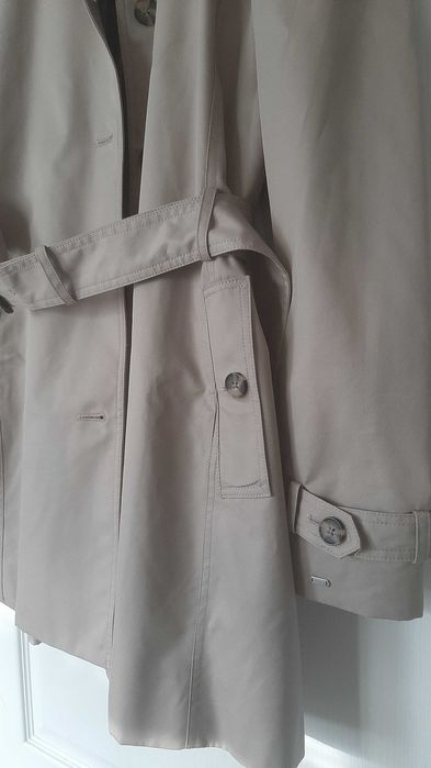 TOMMY HILFIGER r M przejściowy płaszcz trencz beżowy prochowiec krótki