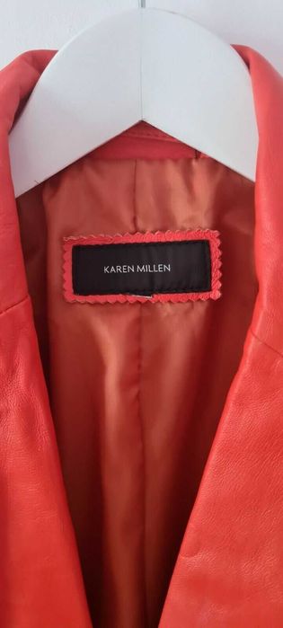 Karen Millen Новый кожаный блейзер жакет пиджак UK 10 оригинал красный