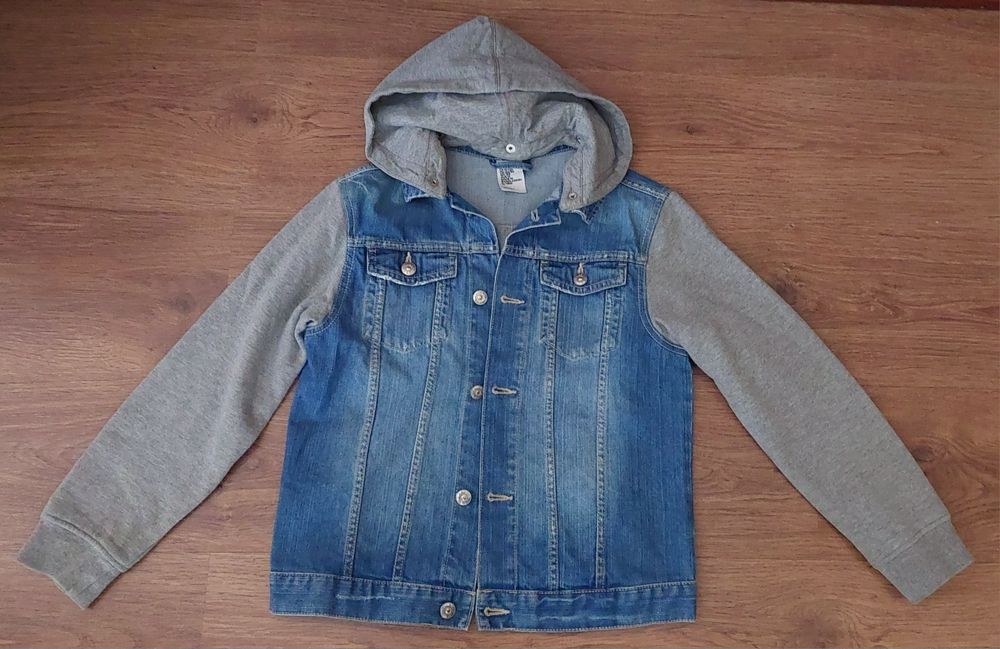 158 H&M Kurtka jeansowa katana jeans bluza z kapturem dżinsowa