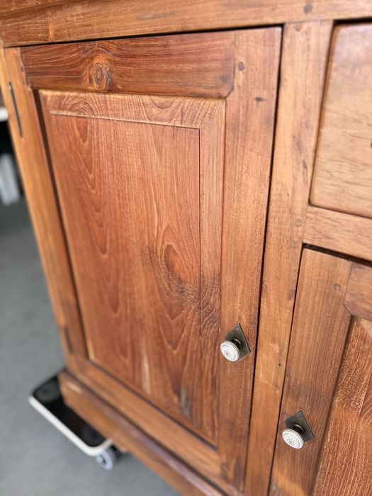 Kredens tekowy z duszą vintage retro DREWNO apteczny RYSTYKALNY