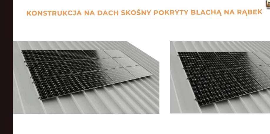 Konstrukcja fotowoltaiczna dachowa PV trapez hak vario dwugwint balast