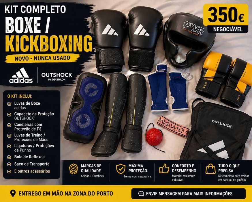 Kit Completo de Boxe / Kickboxing – Novo – Adidas + Outshock