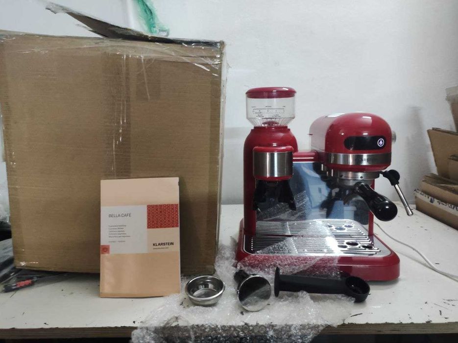 Кофеварка с кофемолкой ріжкова кавоварка Klarstein Bella Café 20 бар