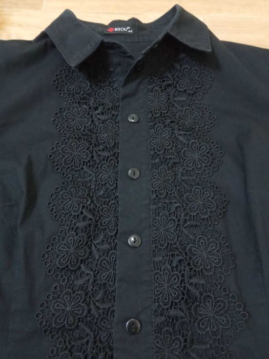 Жіноча бавовняна рубашка з кружевом р.46-48