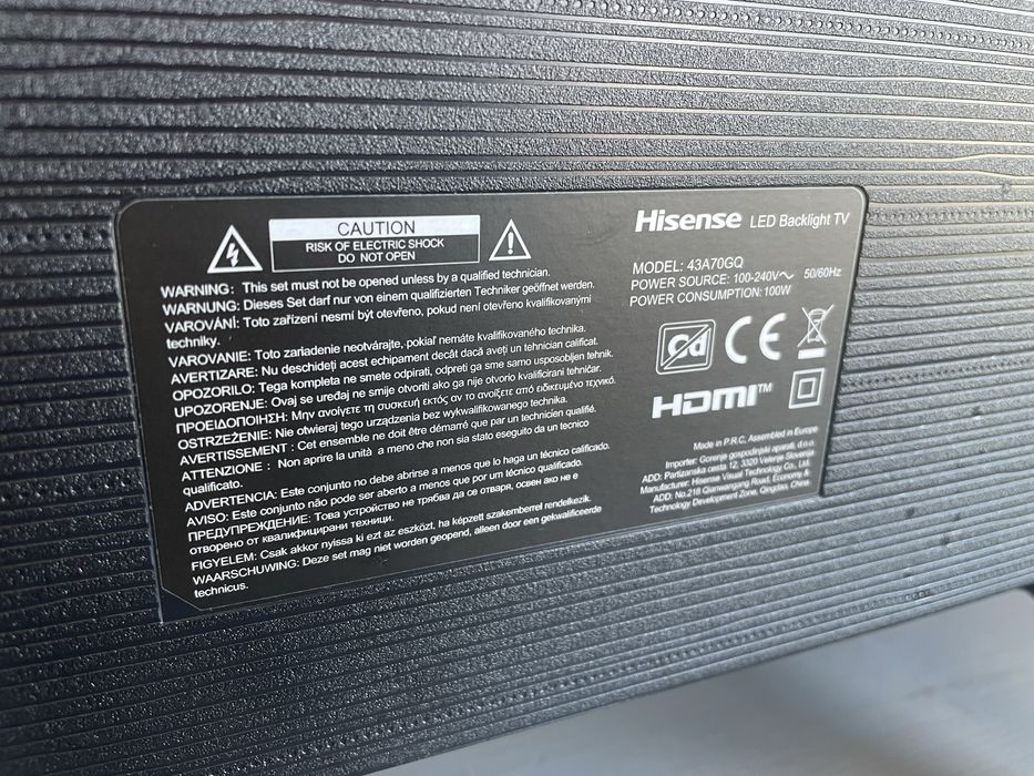Hisense 43A70GQ 4K Smart TV – Modelo Recente – Para Reparação