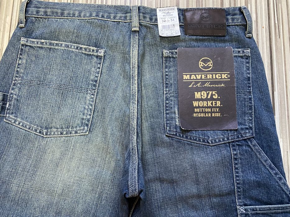 Spodnie męskie jeans 32/34 pas 83 cm Maverick bojówki nowe granat