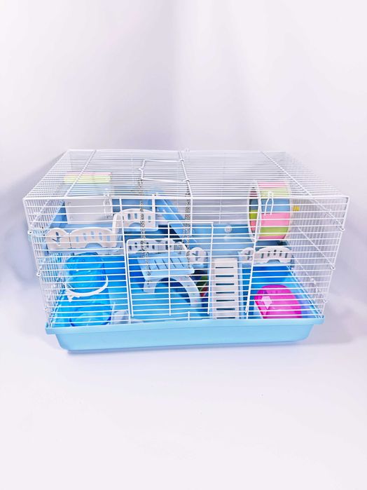 ТОП! Яркая Розовая клетка для хомяка G06 с 3 этажами, 47×29×30 см