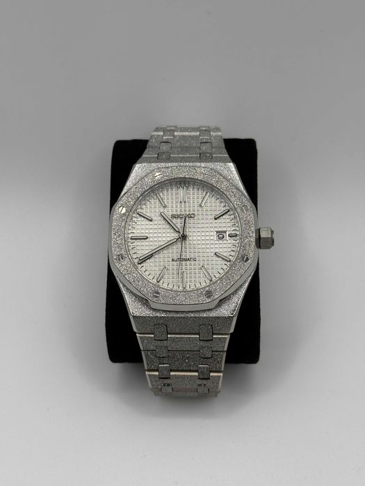 Zegarek Seiko Mod Royal Oak Custom Kryształ Iced Out Frosted V2