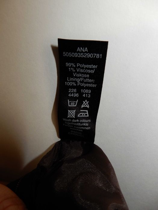 Spódnica midi do łydki brązowa w prążki biuro praca George 40 L