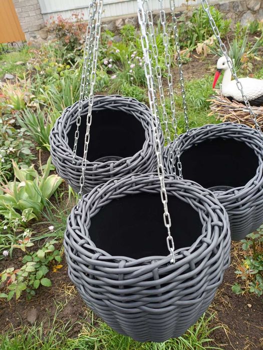 Кашпо з ротангу для квітів 5л-35л. Плетена корзина, підвісні кашпо.