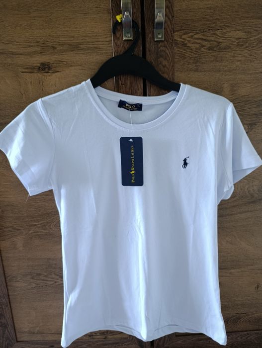 Biała koszulka damska t-shirt 100% bawełna Ralph Lauren Polo - NOWA Z METKĄ