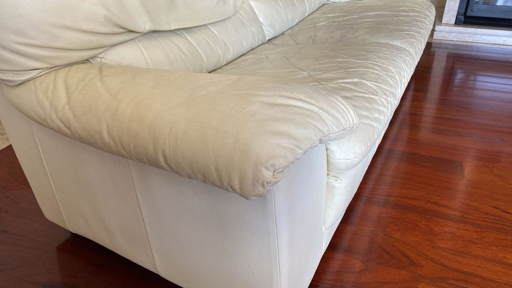 Sofa 3 lugares pele branca Divani & Divani