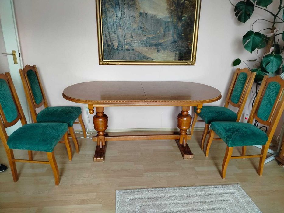 stół z krzesłami 6szt drewniany drewno