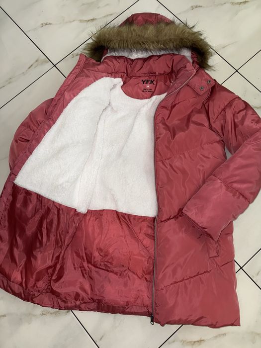 Пудровая розовая зимняя куртка пальто пуховик Y.F.K 12-13-14 (152-164)
