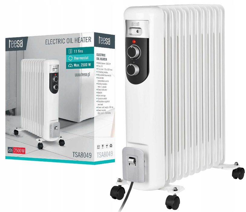 Grzejnik olejowy 2500W 11 żeber elektryczny Teesa