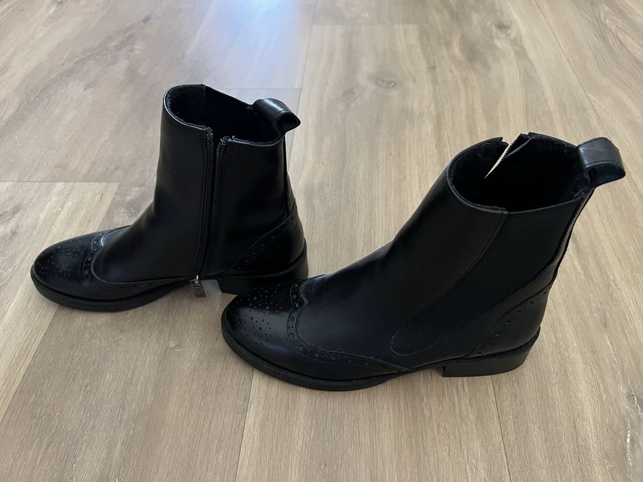 Sztyblety botki skórzane Nessi 43803 rozm 36 czarne ocieplne