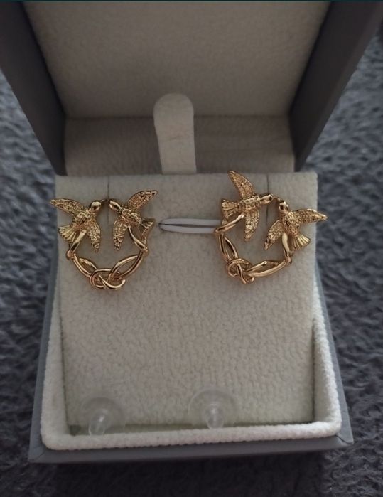 Nowe kolczyki jaskółki pinko w kolorze żółtego złota