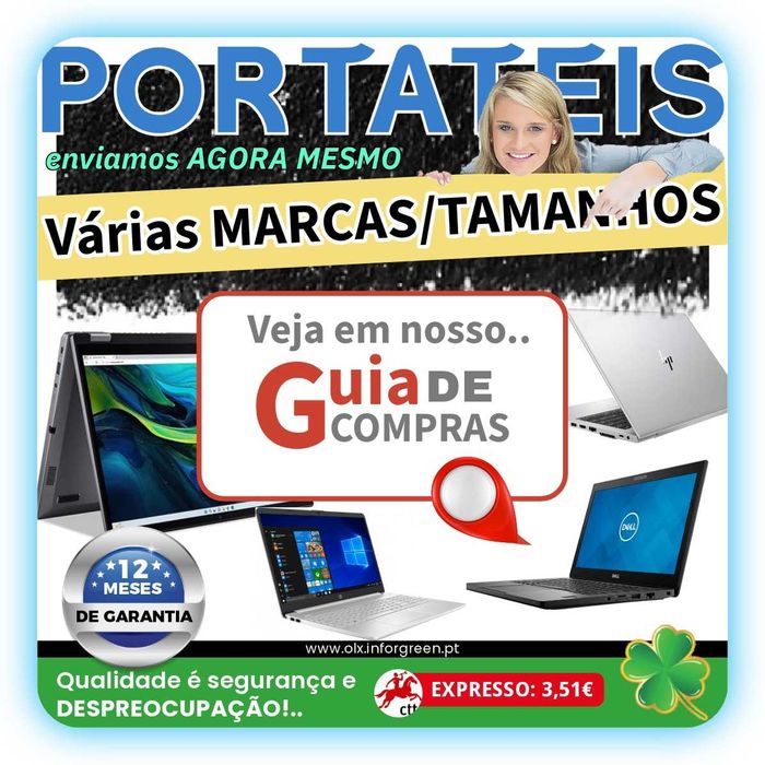 A Inforgreen tem Portáteis HP Dell Lenovo Fujitsu - i5 e i7 - DESDE: