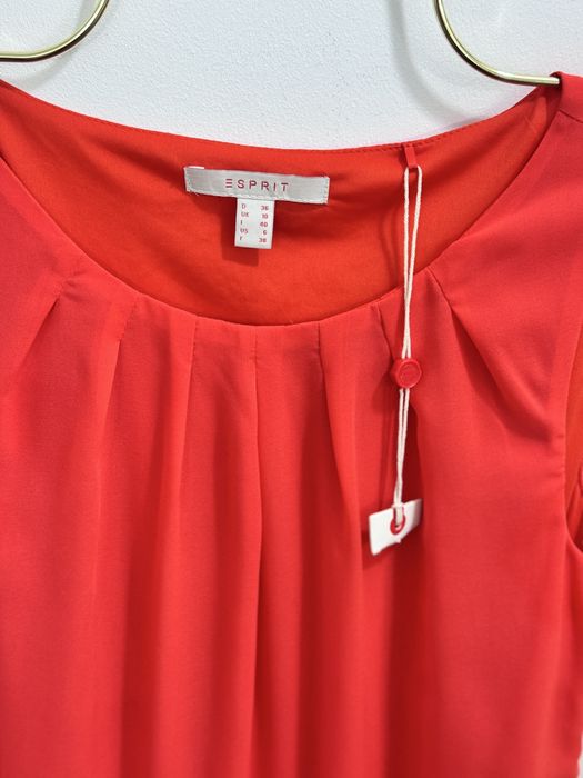 Czerwona sukienka plisowana ESPRIT 36 S Nowa kokarda elegancka święta