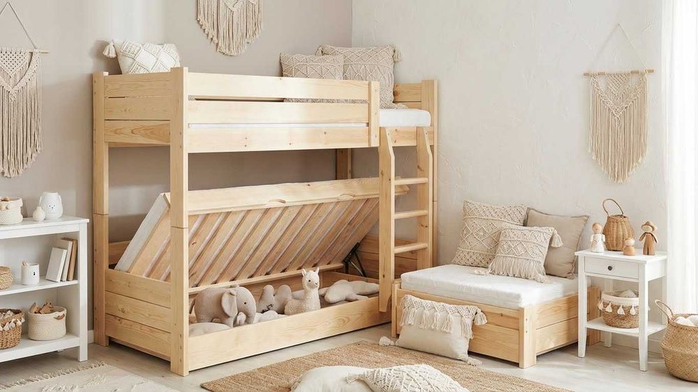 łóżko piętrowe EVER 90x200 otwierane z pojemnikiem 120 kg