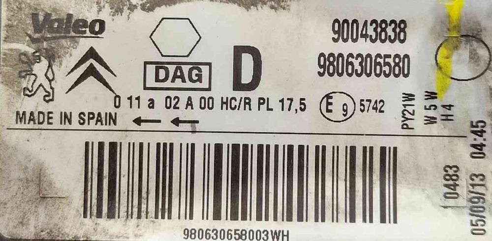 Ótica / Farol Direito 9806306580 - CITROËN BERLINGO MULTISPACE
