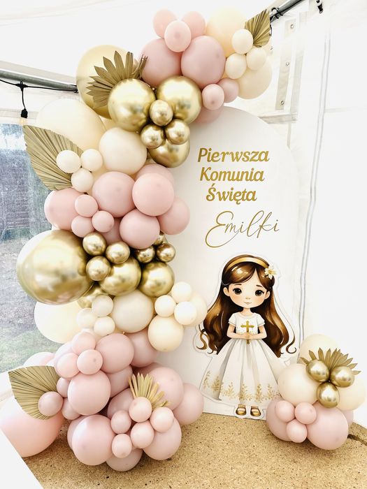Dekoracja balony ścianka komunia