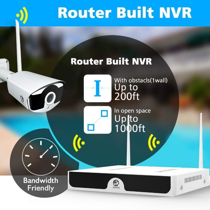 Kit Video Vigilância WIFI 8 Cameras Sem fios 3MP 2160P App Android IOS64729514320899122