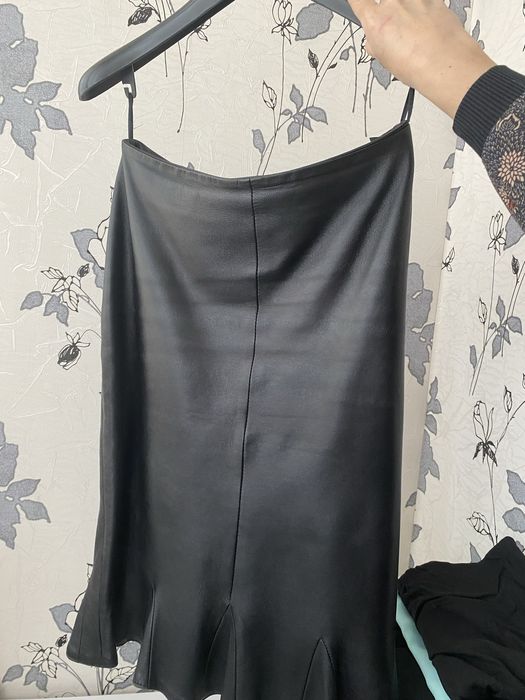 Юбка міді з натуральної шкіри