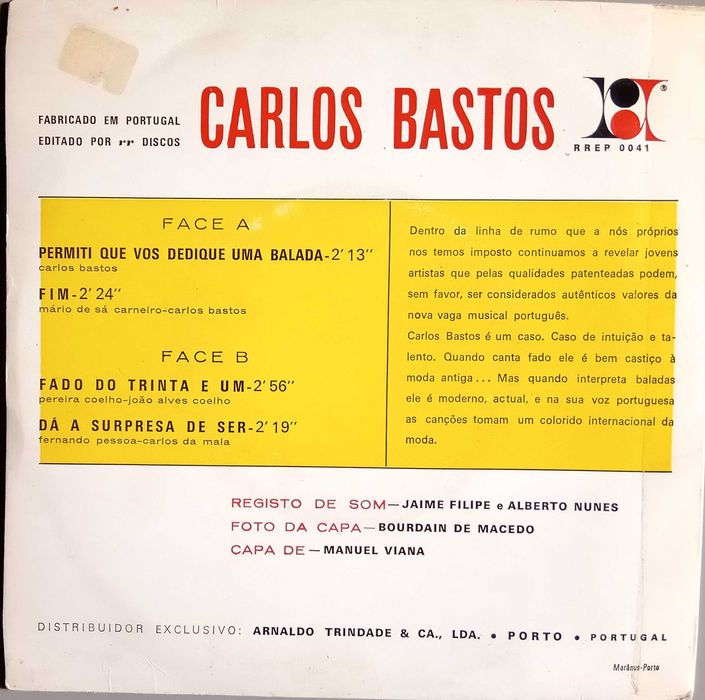 Carlos Bastos - - - - - Permiti Que Vos Dedique Uma Balada - - - -- EP