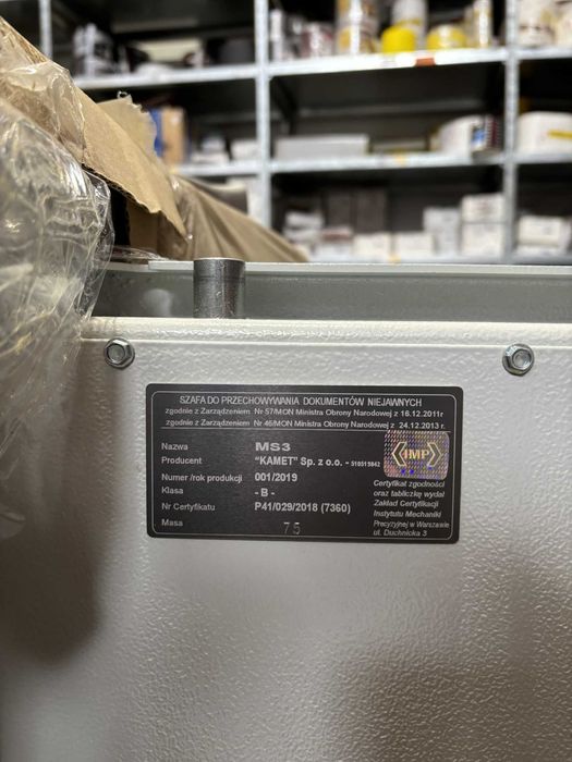 Szafa Pancerna klasa S2 B RODO Gruba Blacha 3mm Sejf na dokumenty niejawne, gotówkę,  90x50x50cm 75kg