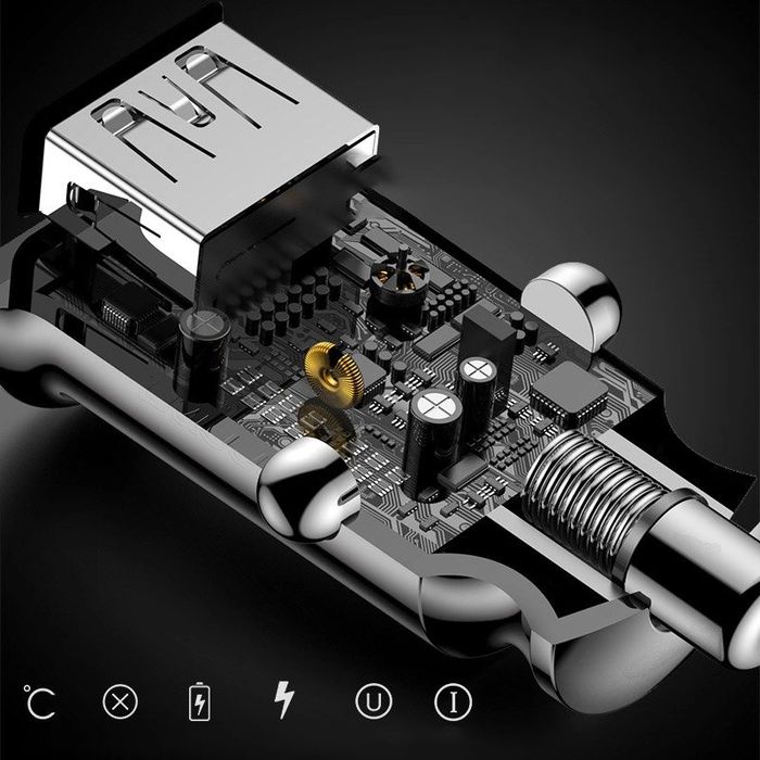 Mini ładowarka Baseus Grain Car Charger CCALL-ML02 samochodowa 2x USB-A 3.1A - biała