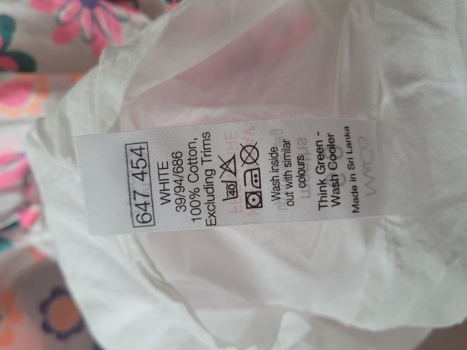 Sukienka, r. 62, baby M&Co, nowa, kwiaty, bawełna