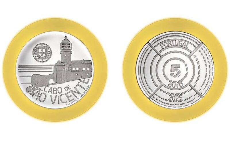 Moeda Prata Proof 5 euros Farol Cabo de São Vicente