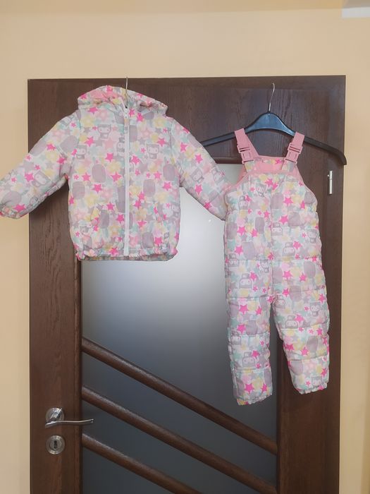 Kurtka zimowa ocieplana spodnie zimowe na szelkach komplet 86