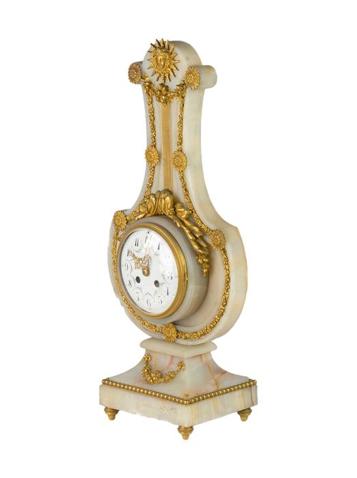 Relógio Pêndulo Mármore Branca Bronze Luís XVI, Século XIX