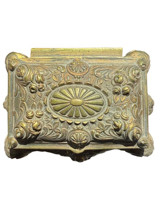 Caixa Antiga em Bronze Maciço - Estilo Barroco - Guarda-Jóias Vintage