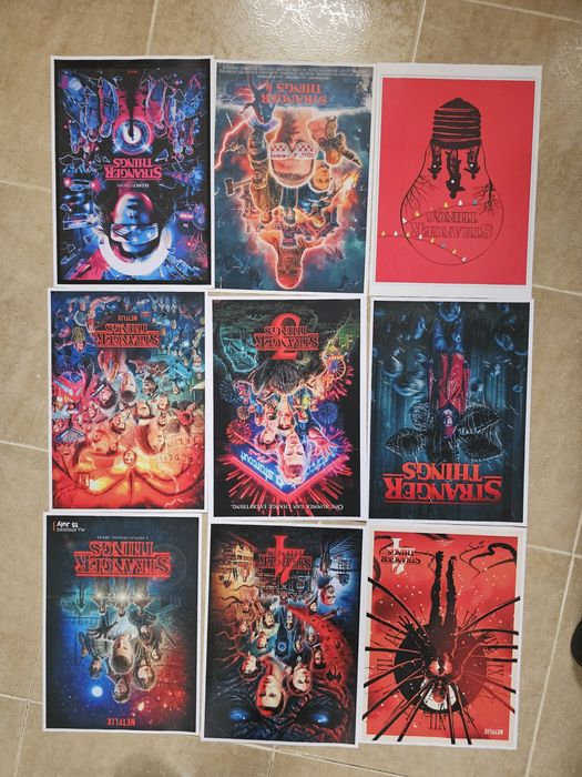 Stranger Thing Cast Autógrafo Poster Moldura