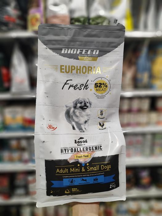 EUPHORIA Hypoallergenic karma sucha dla psa alergika ŁOSOŚ małe rasy 2kg york maltańczyk