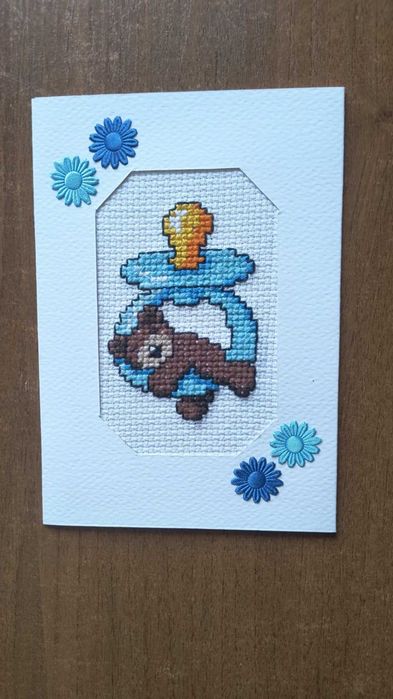 Kartki haft krzyżykowy chrzest,narodziny dziecka,urodziny dziecka